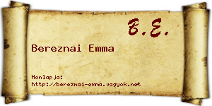 Bereznai Emma névjegykártya